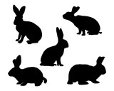Fototapeta Dinusie - Rabbit silhouette and Hare collection - silhouettes vector illustration