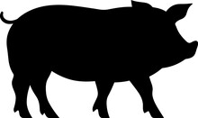Pig Silhouette In Black Color. Vector Template For Laser Cutting Wall Art.