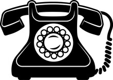 Old Phone Silhouette In Black Color. Vector Template For Laser Cutting Wall Art.