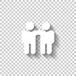 Group of people, teamwork or business community, social icon. White icon with shadow on transparent background