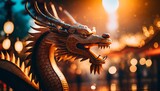 Fototapeta Fototapety z końmi - wood dragon on jade background festive chinese new year banner