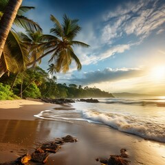 beach with palm trees