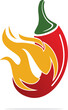 Chili hot and spicy food vector logo design inspiration.