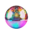 Shiny disco mirror ball reflecting rainbow colors, cut out