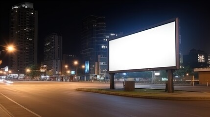 Advertising mock up blank billboard at night time with street light with copy space for public information board billboard blank for outdoor advertising poster