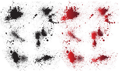 Wall Mural - Painted drops black blood background collection. . Realistic bleeding red splatter collection. red ink splat background