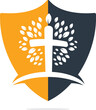 Tree religious cross symbol icon vector design.