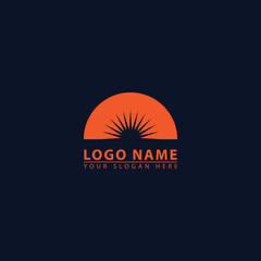 Half sun vector icon logo. Sun flat design logo icon for business, travel and industry.