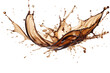 A graphic resource featuring a floating coffee splash with its characteristic hue, available in PNG format