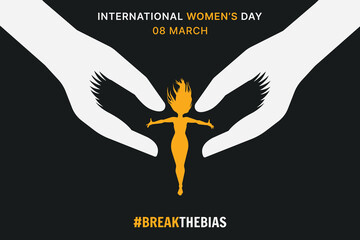 Wall Mural - International women day background, with flying women silhouette on Black background, for wallpaper, flyer etc.	