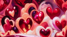 Rhythmic beating hearts of love evolving with romantic passion - valentine's day abstract backdrop. 