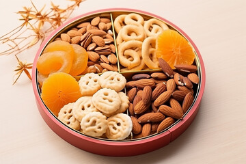 Wall Mural - Traditional snack and desserts in chinese new year day, Snack box fruit, Local snack in china for celebrate celebration