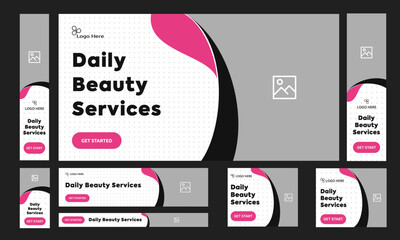 Wall Mural - Creative beauty and spa web set banner design for social media post, spa salon services banner design, editable vector eps 10 file fomat
