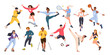 © lovaisme - A set with vector characters of athletes. Men and women play sports. Team , game, street sports, martial arts. Vector illustration in the flat style
