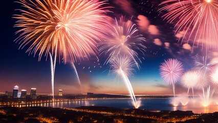 Wall Mural - cinematic new years fireworks wallpaper