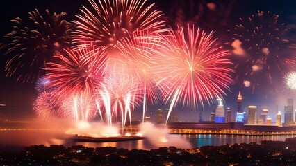 Wall Mural - cinematic new years fireworks wallpaper