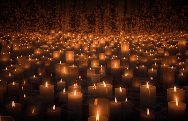 Wall Mural - Candlemas. Light of the world. Christian Holiday. Burning candles in a church, close-up, toned.