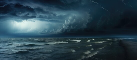 Canvas Print - Dramatic sky over the Baltic Sea during rough weather.