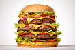 triple cheeseburger isolated on white background
