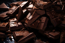 Chocolate Broken Dark, Many Of Pieces, In Bulk, Close-up