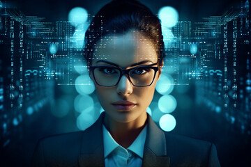 Successful Male Female Data Center IT Specialist Computer technologies Generative AI picture