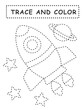 © G.rena - Trace and color for children. Handwriting practice. Coloring page for kids. Preschool worksheet with cute rocket illustration.