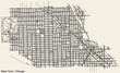 Detailed hand drawn navigational urban street roads map of the WEST TOWN COMMUNITY AREA of the American city of CHICAGO, ILLINOIS with vivid road lines and name tag on solid background