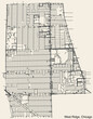 Detailed hand drawn navigational urban street roads map of the WEST RIDGE COMMUNITY AREA of the American city of CHICAGO, ILLINOIS with vivid road lines and name tag on solid background