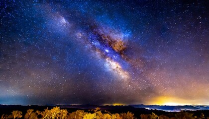 Wall Mural - milky way galaxy and starfiled on night sky background