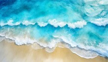 Abstract Watercolor Blue Ocean Sand Beach And Sea Foam For Textures Fresh Cheerful And Relaxing Summer Concept Positive And Healthy Tones To Background Or Wallpaper Generative Ai