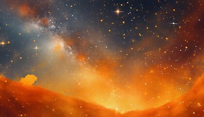 Wall Mural - vibrant orange colors stars and galaxy outer space sky night universe vibrant colorful starry banner