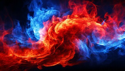 Poster - red and blue fire