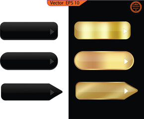 Wall Mural - Set of glass gold buttons and sliders, web icons and game icon set. Gradient mesh. Button set color gold glossy. EPS 10. Vector illustration	
