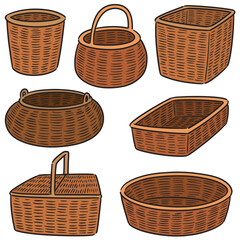 Wall Mural - vector set of wicker baskets