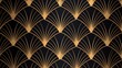 © masmadz99 - Seamless pattern art deco with golden fan shape and line.