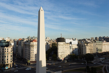 Sticker - Aerial view of downtown Buenos Aires, Argentina. The iconic Obelisk is illuminated by the sunrise