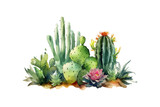 Fototapeta Do akwarium - Watercolor cactus texture elegant silhouette. Vector illustration design.