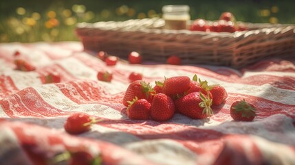 Wall Mural - Ilusration of fresh strawberries