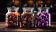 Glass jars with different candies