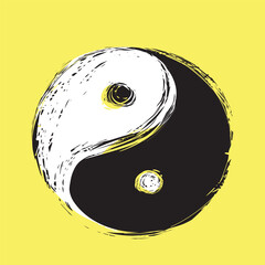 Yin and yang symbol, hand drawn illustration