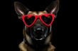Cool dog with glasses. Background with selective focus and copy space