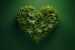 Abstract heart made of hemp and marijuana. Background with selective focus and copy space
