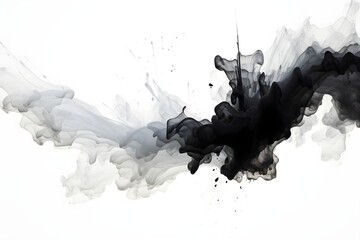 Wall Mural - Abstract ink splatters in monochromatic tones come together in a dynamic dance