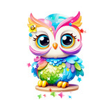 Fototapeta Pokój dzieciecy - owl. pastel colors. Digital art style. Children's illustration. PNG