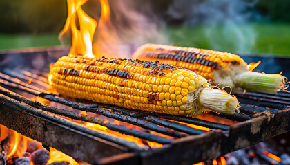 Wall Mural - Grilled Sweet Corn: Delicious and Healthy BBQ Summer Vegetable