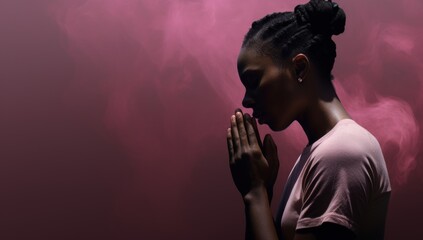 A black woman praying, faith concept. Generative AI