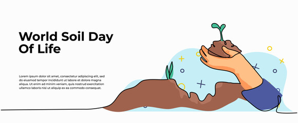 Wall Mural - World Soil Day Of Life vector illustration. Modern flat in continuous line style.