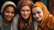 © QuietWord - photo group of young girls, people different and diversity multi-racial concept, Generative Ai