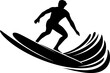 surfer on the wave vector illustration. AI generated illustration.