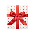 © CozyDigital - Top view photo of  present box in Christmas style with red bow and ribbon. Without background